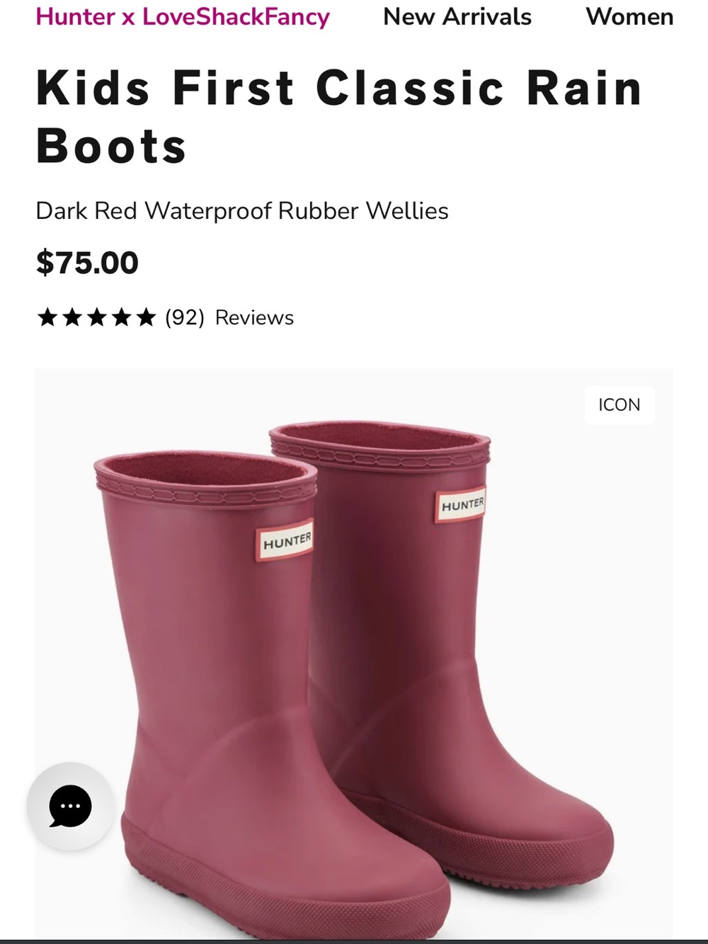 Hunter Kids Waterproof Tall Rain Boots - red